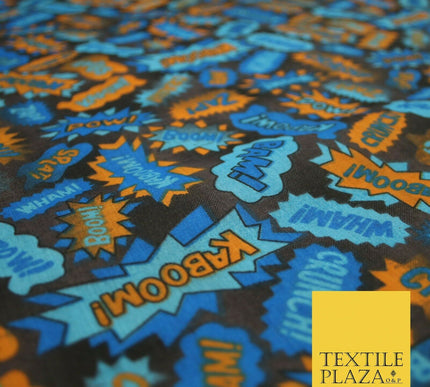 POW ZAPP WHAM KAPOW BOOM Kids Cartoon Comic Book Printed Polycotton Fabric 44"