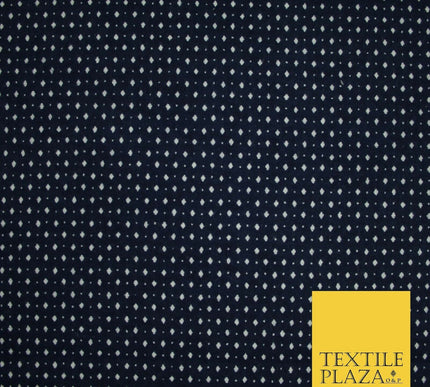 Navy Blue Mini Diamond Pin Dot Winceyette Soft Brushed Cotton Print Fabric 3975