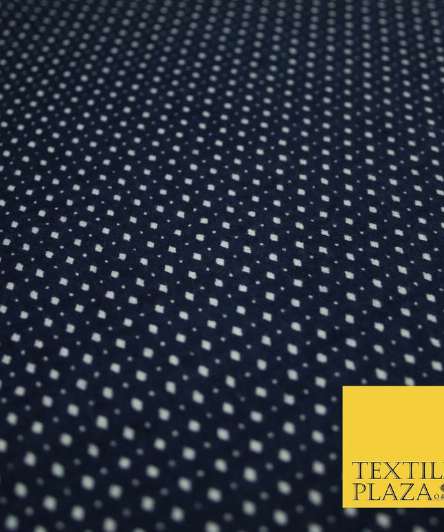 Navy Blue Mini Diamond Pin Dot Winceyette Soft Brushed Cotton Print Fabric 3975