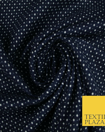 Navy Blue Mini Diamond Pin Dot Winceyette Soft Brushed Cotton Print Fabric 3975