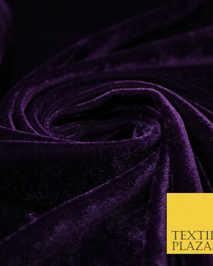 Dark Purple Soft Plain Stretch Velvet Fabric Dress Material Craft- 58" 1900