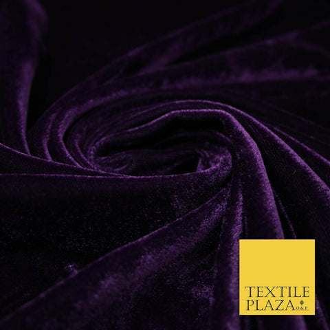 Dark Purple Soft Plain Stretch Velvet Fabric Dress Material Craft- 58" 1900