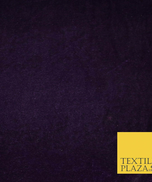Dark Purple Soft Plain Stretch Velvet Fabric Dress Material Craft- 58" 1900