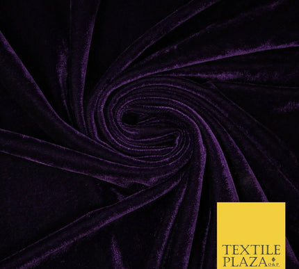 Dark Purple Soft Plain Stretch Velvet Fabric Dress Material Craft- 58" 1900