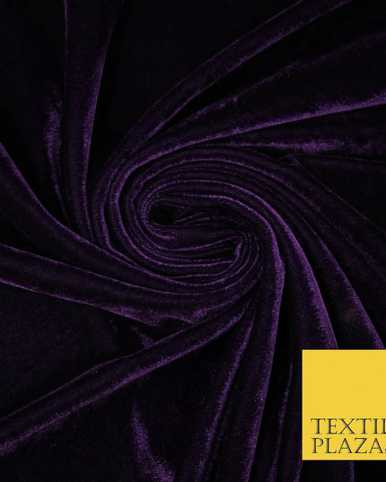 Dark Purple Soft Plain Stretch Velvet Fabric Dress Material Craft- 58" 1900