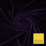 Dark Purple Soft Plain Stretch Velvet Fabric Dress Material Craft- 58" 1900
