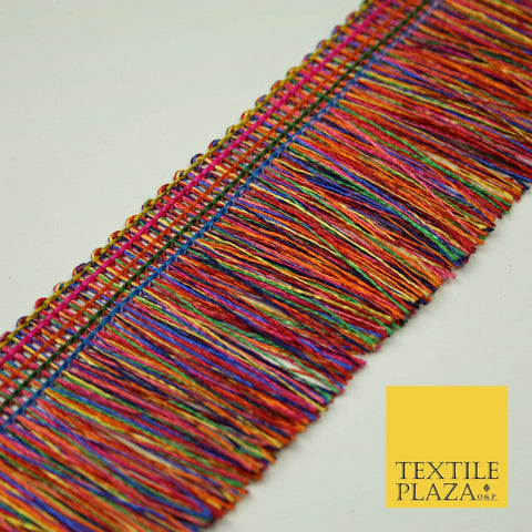 Colourful Multicolour Soft Thread Rainbow Fringe Tassel Trim Border Lace X398