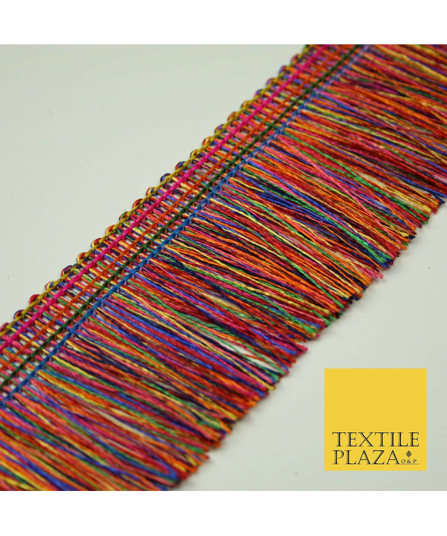 Colourful Multicolour Soft Thread Rainbow Fringe Tassel Trim Border Lace X398