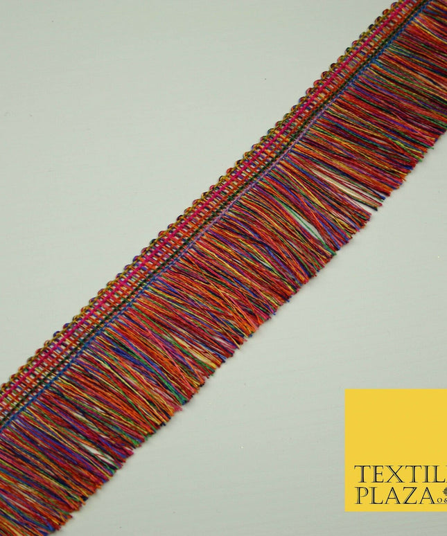 Colourful Multicolour Soft Thread Rainbow Fringe Tassel Trim Border Lace X398