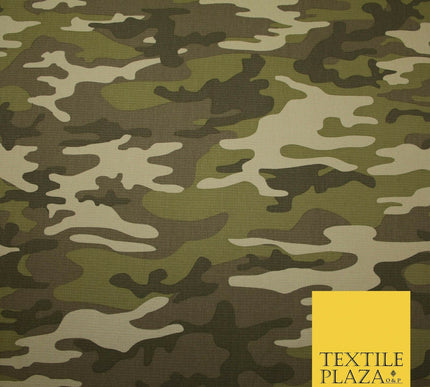 Green Beige Check Camouflage Cotton Fabric Army Military Camo Material 59" 4921