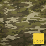 Green Beige Check Camouflage Cotton Fabric Army Military Camo Material 59" 4921