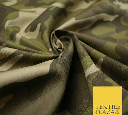 Green Beige Check Camouflage Cotton Fabric Army Military Camo Material 59" 4921