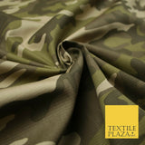 Green Beige Check Camouflage Cotton Fabric Army Military Camo Material 59" 4921