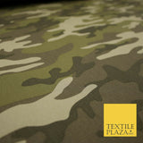 Green Beige Check Camouflage Cotton Fabric Army Military Camo Material 59" 4921