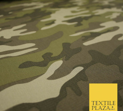 Green Beige Check Camouflage Cotton Fabric Army Military Camo Material 59" 4921