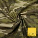 Green Beige Check Camouflage Cotton Fabric Army Military Camo Material 59" 4921