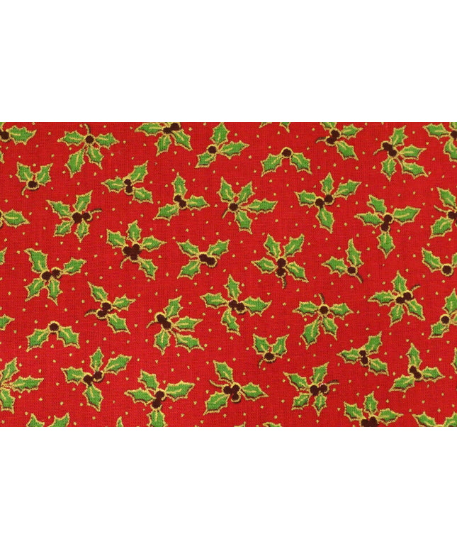 Christmas Small Holly Berry Fabric 100% Cotton - Per Metre RED RF33