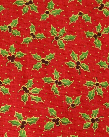 Christmas Small Holly Berry Fabric 100% Cotton - Per Metre RED RF33