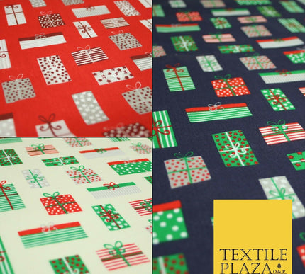 Christmas Gifts Presents Festive Printed Poly Cotton Fabric Polycotton Craft 45"