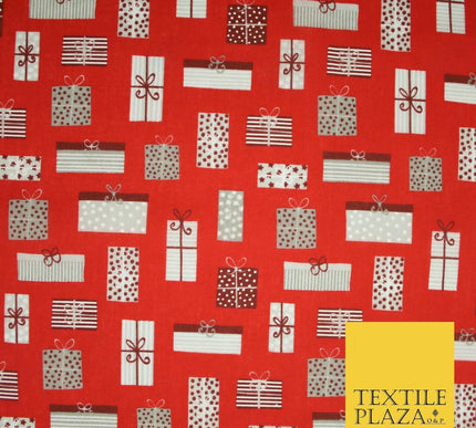 Christmas Gifts Presents Festive Printed Poly Cotton Fabric Polycotton Craft 45"
