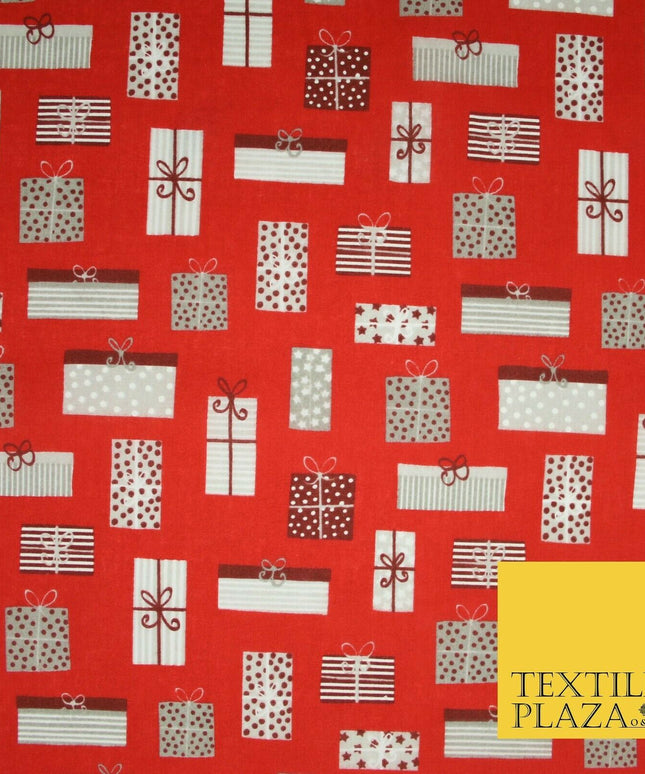 Christmas Gifts Presents Festive Printed Poly Cotton Fabric Polycotton Craft 45"