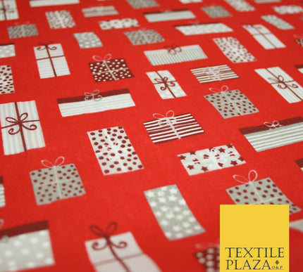 Christmas Gifts Presents Festive Printed Poly Cotton Fabric Polycotton Craft 45"