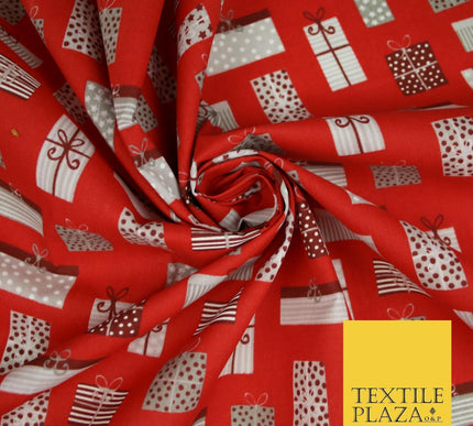 Christmas Gifts Presents Festive Printed Poly Cotton Fabric Polycotton Craft 45"
