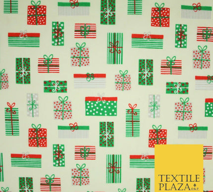 Christmas Gifts Presents Festive Printed Poly Cotton Fabric Polycotton Craft 45"