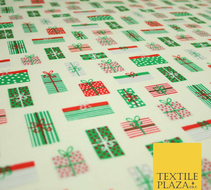 Christmas Gifts Presents Festive Printed Poly Cotton Fabric Polycotton Craft 45"