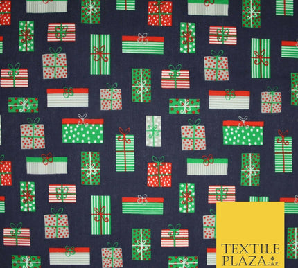 Christmas Gifts Presents Festive Printed Poly Cotton Fabric Polycotton Craft 45"