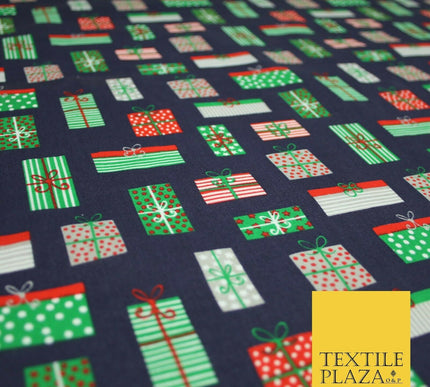 Christmas Gifts Presents Festive Printed Poly Cotton Fabric Polycotton Craft 45"