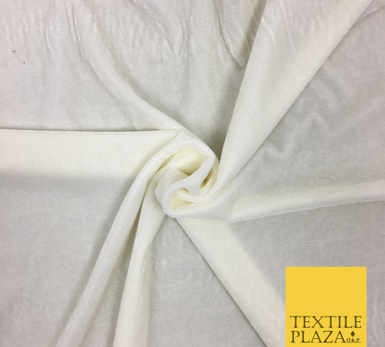 Ivory Cream Soft Plain Velvet Fabric Material - 58" - More Colours PA143