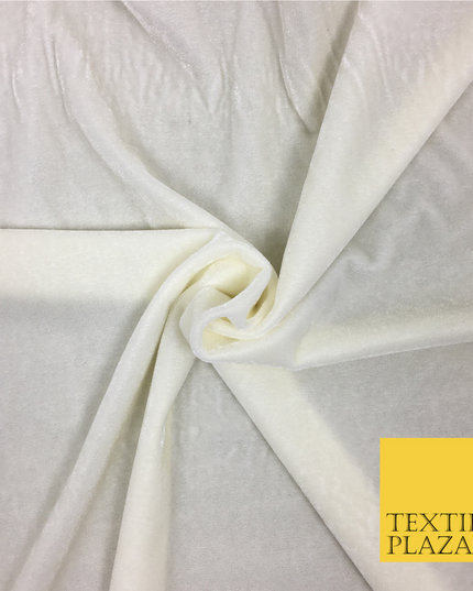 Ivory Cream Soft Plain Velvet Fabric Material - 58" - More Colours PA143