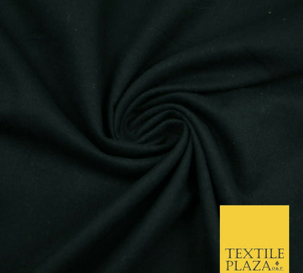 High Quality Plain BLACK Winceyette Soft Brushed 100% Cotton Fabric Flannel 2149