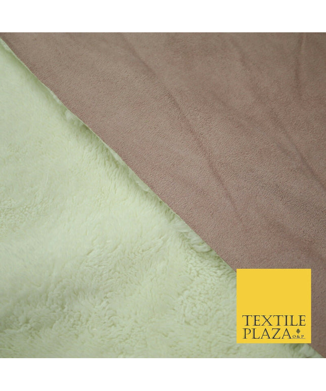 Lush Cream Sherpa Sheepskin Pink Suede Backed Short Pile Faux Fur Fabric 2295