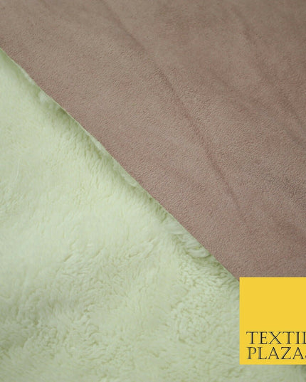 Lush Cream Sherpa Sheepskin Pink Suede Backed Short Pile Faux Fur Fabric 2295