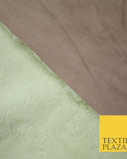 Lush Cream Sherpa Sheepskin Pink Suede Backed Short Pile Faux Fur Fabric 2295