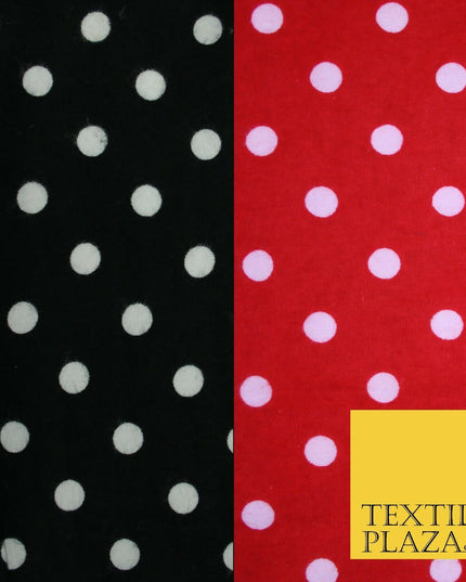 Black Red White 1cm Spot Polka Dot Winceyette Soft Brushed Cotton Print Fabric