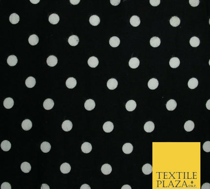 Black Red White 1cm Spot Polka Dot Winceyette Soft Brushed Cotton Print Fabric