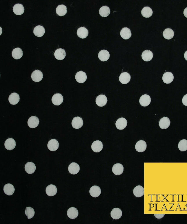 Black Red White 1cm Spot Polka Dot Winceyette Soft Brushed Cotton Print Fabric