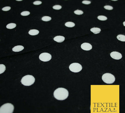 Black Red White 1cm Spot Polka Dot Winceyette Soft Brushed Cotton Print Fabric