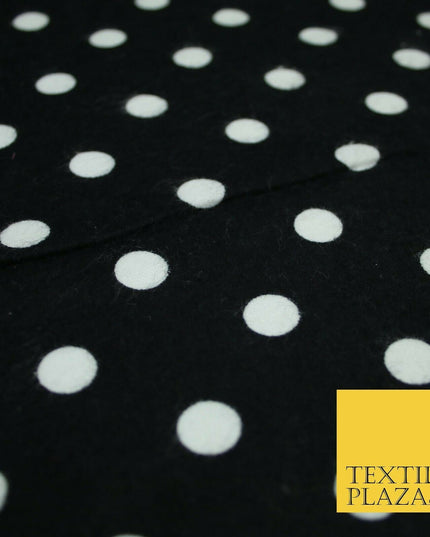 Black Red White 1cm Spot Polka Dot Winceyette Soft Brushed Cotton Print Fabric