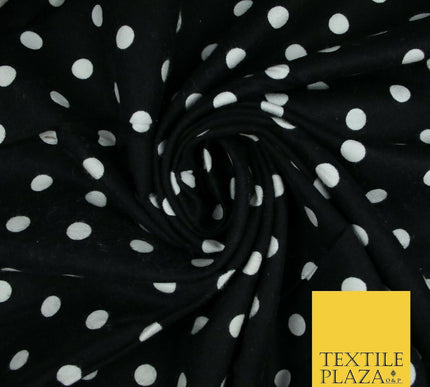 Black Red White 1cm Spot Polka Dot Winceyette Soft Brushed Cotton Print Fabric