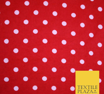 Black Red White 1cm Spot Polka Dot Winceyette Soft Brushed Cotton Print Fabric