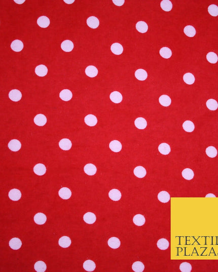 Black Red White 1cm Spot Polka Dot Winceyette Soft Brushed Cotton Print Fabric