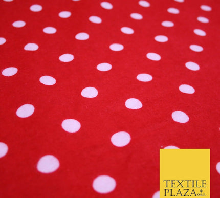 Black Red White 1cm Spot Polka Dot Winceyette Soft Brushed Cotton Print Fabric