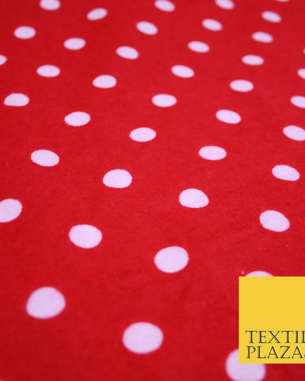 Black Red White 1cm Spot Polka Dot Winceyette Soft Brushed Cotton Print Fabric