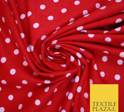 Black Red White 1cm Spot Polka Dot Winceyette Soft Brushed Cotton Print Fabric