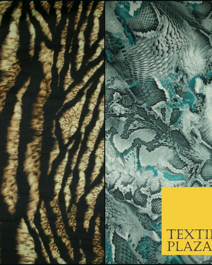 Premium Tiger Snake Scale Animal Printed Silky Sateen Georgette Dress Fabric