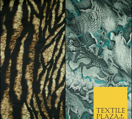 Premium Tiger Snake Scale Animal Printed Silky Sateen Georgette Dress Fabric